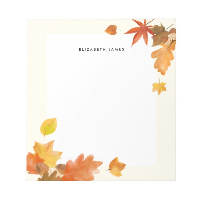 Bloc-note Aquarelle Rustique Chute Feuille Automne Personnal (Devant)