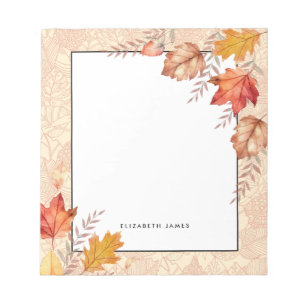 Bloc-note Aquarelle Rustique Chute Feuille Automne Personnal