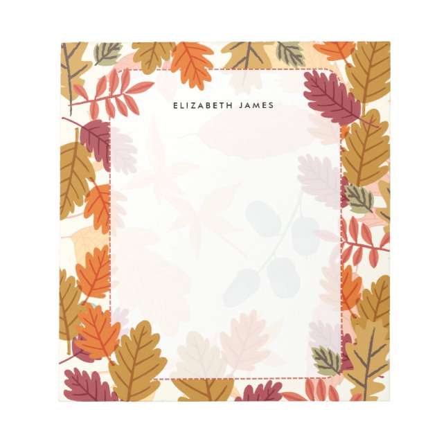 Bloc-note Aquarelle Rustique Chute Feuille Automne Personnal (Devant)
