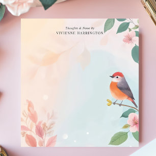 Bloc-note Aquarelle Serene Robin Bird Floral Personnalisé