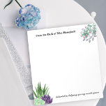 Bloc-note Aquarelle Succulents du bureau de l'enseignant<br><div class="desc">Bloc-notes personnalisé avec aquarelle succulents design sur chaque page. Le modèle est mis en place pour que vous puissiez éditer toutes les formulations, qui est écrit dans un mélange moderne de typographie audacieuse et de script soigné. L'exemple de libellé indique "du bureau de [nom] dédié à aider votre esprit à...</div>