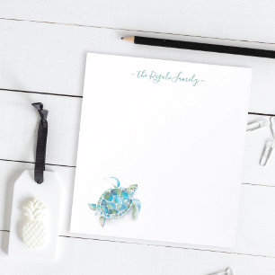 Bloc-note Aquarelle Tortue de mer Stationery personnalisée