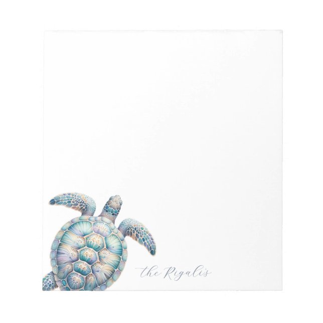 Bloc-note Aquarelle Tortue de mer Stationery personnalisée (Devant)