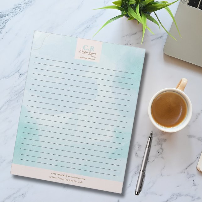 Bloc-note Aquarelle Turquoise bleu moderne (Créateur téléchargé)