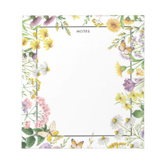 Bloc-note Aquarelle Vintage Jardin Fleur sauvage Personnalis
