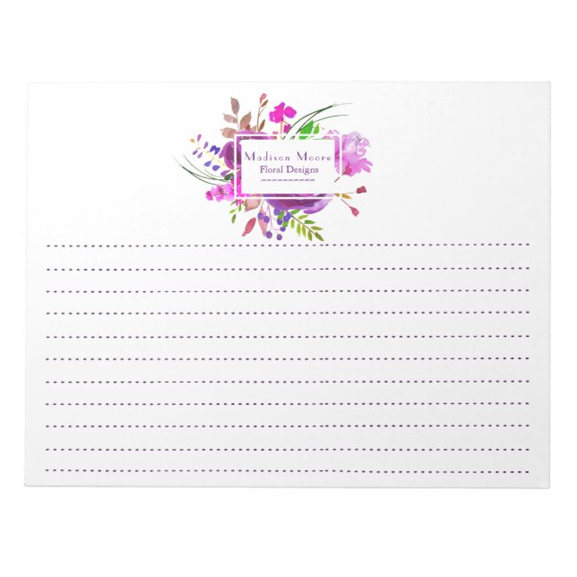 Bloc-note Aquarelle violette Bouquet floral (Devant)
