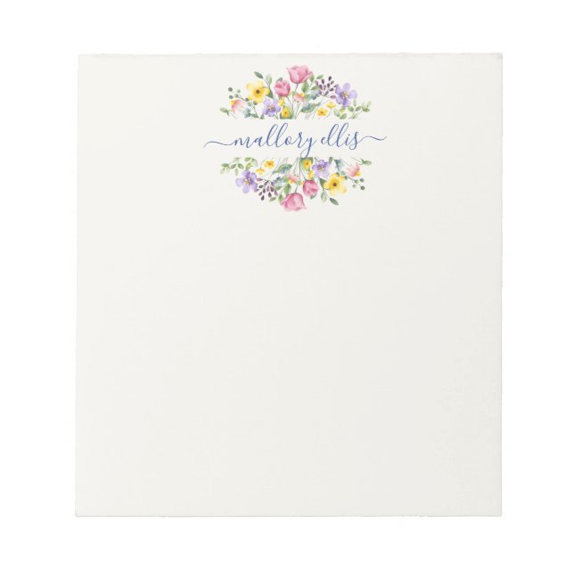 Bloc-note Aquarelle Whimsical Fleur sauvage Floral Bordure (Devant)