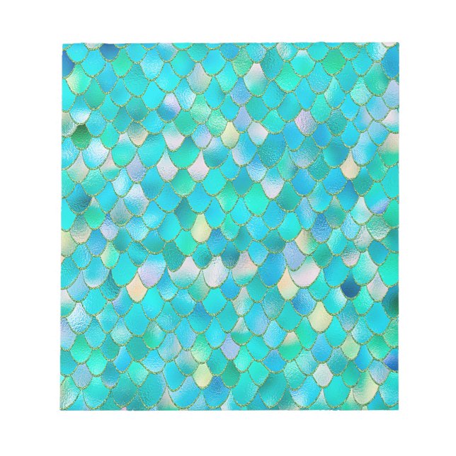 Bloc-note Aquarelle Wonky Parties scintillant Turquoise Méta (Devant)
