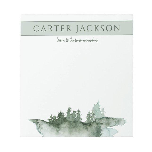 Bloc-note Aquarelles vertes arbres citation naturelle (Devant)