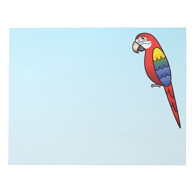 Bloc-note Ara perroquet oiseau Macaw cartoon écarlate (Devant)