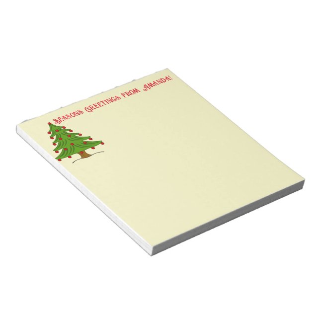 Bloc-note Arbre de Noël aux Ornements rouges Fêtes (Incliné)