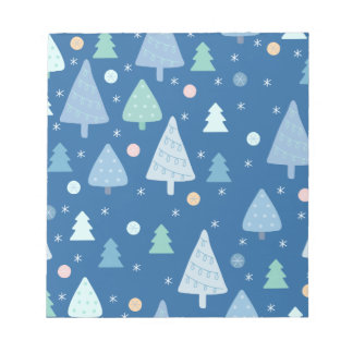 Bloc-note Arbre de Noël bleu et Motif de neige