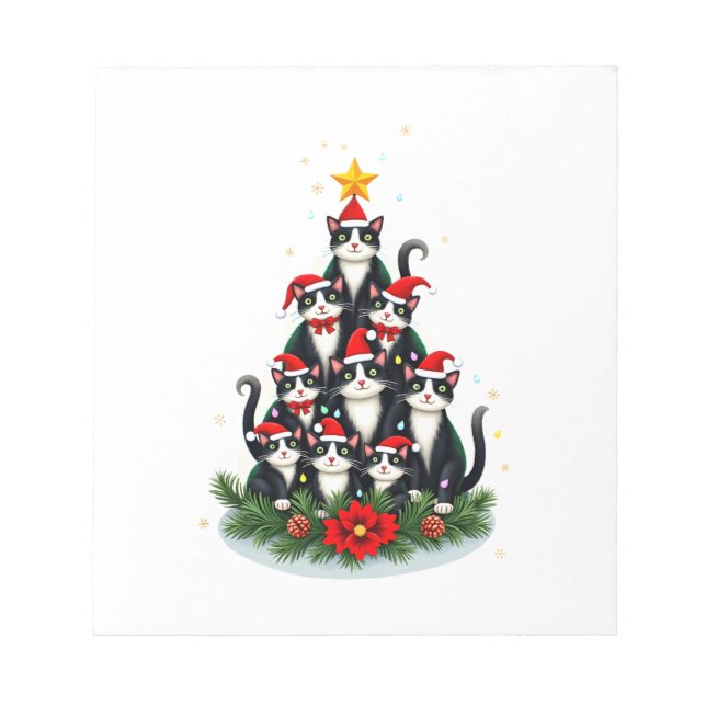 Bloc-note Arbre de Noël Chat Smoking Chat Smoking Lumières X (Devant)
