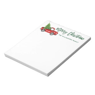 Bloc-note Arbre de Noël vintage de camion de manuscrit vert