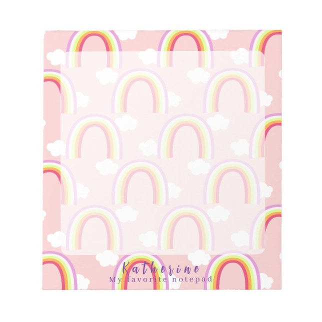 Bloc-note Arc-en-ciel avec rose nuage (Devant)