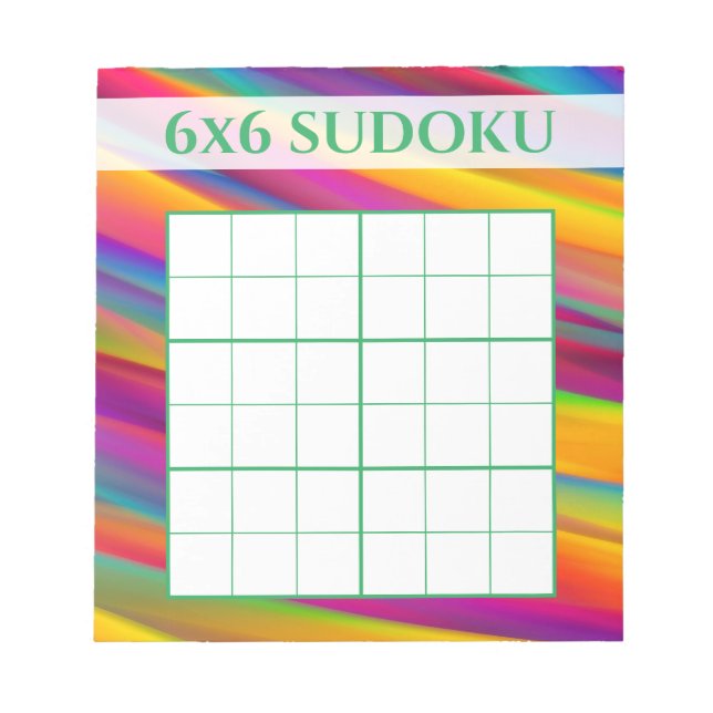 Bloc-note Arc-en-ciel coloré 6x6 Sudoku Grille Modèle (Devant)