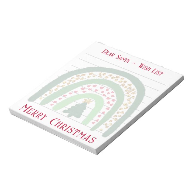 Bloc-note Arc-en-ciel de Noël festif, liste de souhaits de P (Tourné)