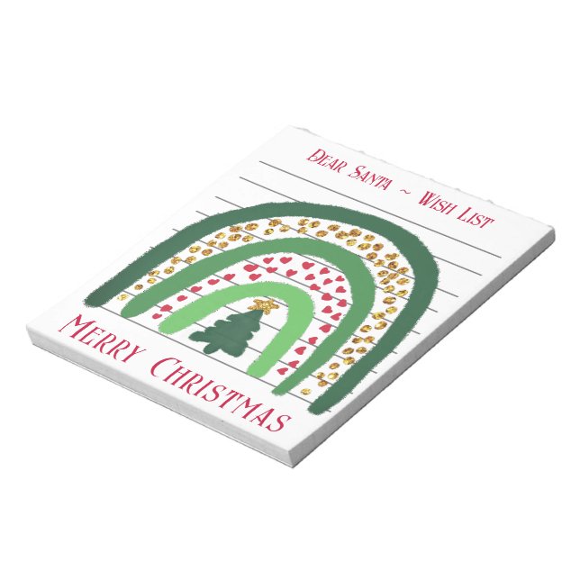 Bloc-note Arc-en-ciel de Noël festif, liste de souhaits de P (Tourné)