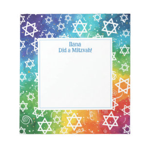 Bloc-note Arc-en-ciel Magen Star de David Personnalisé Mitzv