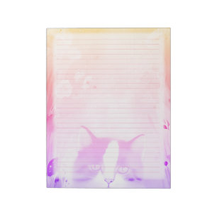 Bloc-note Arc-en-ciel Stationery - Rose Rulé Chat Love
