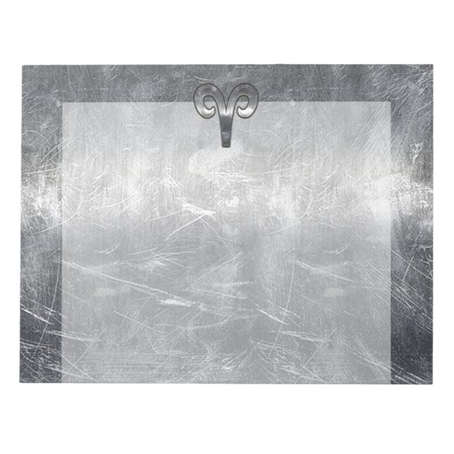 Bloc-note Aries Zodiac Symbol in Silver Steel Style (Devant)
