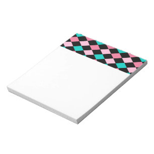 Bloc-note Arlequin Pastel Arc-en-ciel Losanges Noir Rose Ble