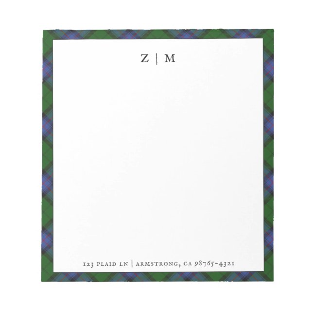 Bloc-note Armstrong Clan Tartan Plaid Motif (Devant)