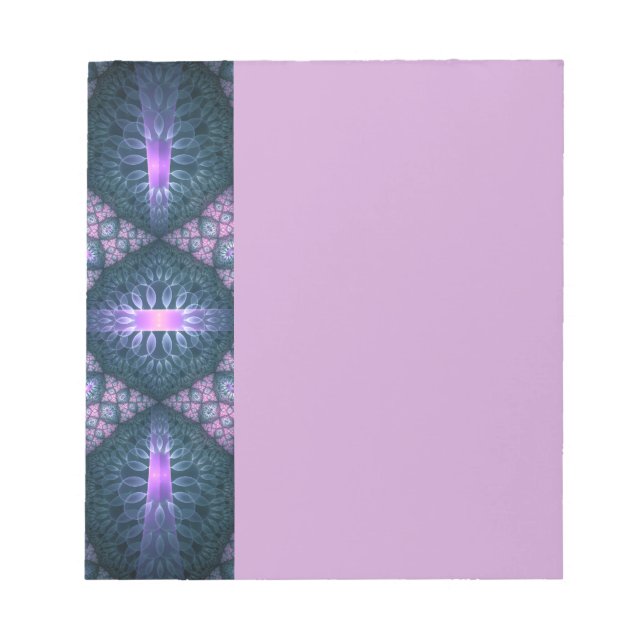 Bloc-note Art abstrait de motif fractal 3D bleu violet rose (Devant)