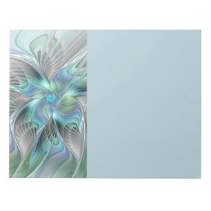 Bloc-note Art abstrait papillon bleu vert fantasy fractal