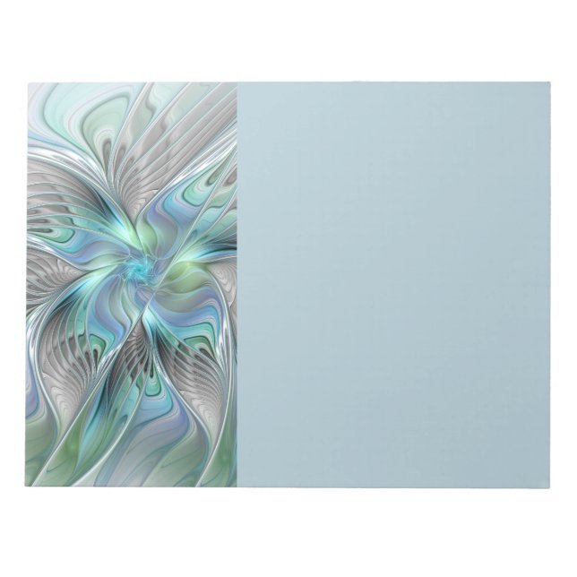 Bloc-note Art abstrait papillon bleu vert fantasy fractal (Devant)
