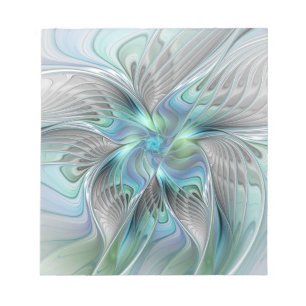 Bloc-note Art abstrait papillon bleu vert fantasy fractal