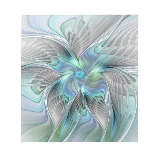 Bloc-note Art abstrait papillon bleu vert fantasy fractal (Devant)