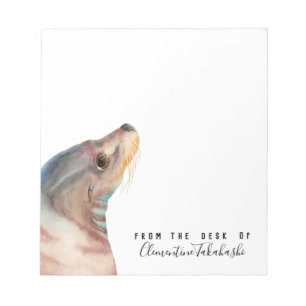 Bloc-note Art animal Lion de mer Ajouter Votre Nom