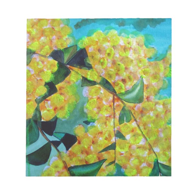 Bloc-note Art de fleur australienne native Yellow Wattle (Devant)