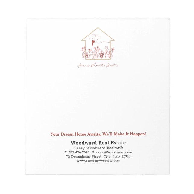 Bloc-note Art de la ligne clé de la maison moderne | Realtor (Devant)