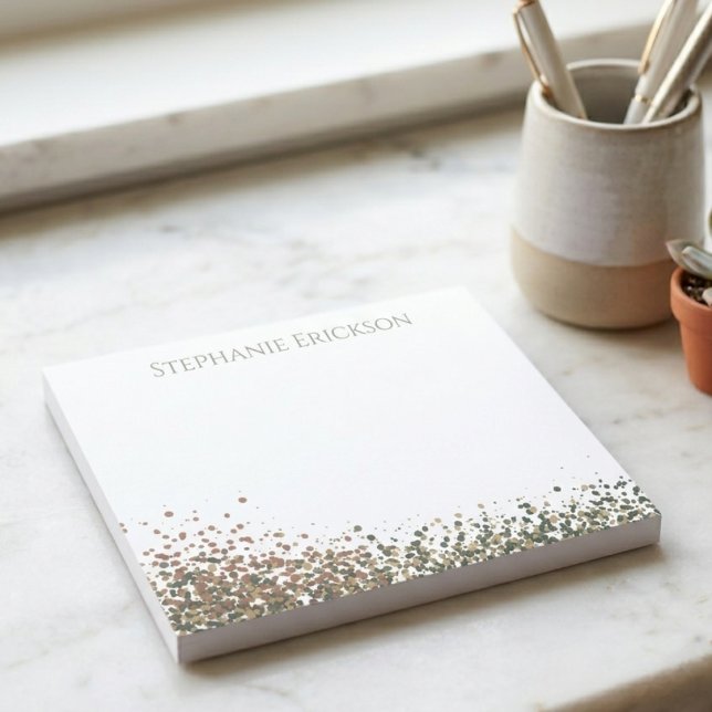 Bloc-note Art de taches de peinture de ton de terre minimali (Chic earth-tone paint splatter notepad—a perfect, portable gift for your busy daily notes.)