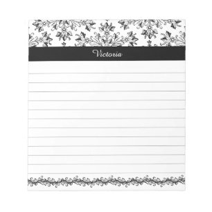 Bloc-note Art floral damassé vintage personnalisé 5,5" x 6"
