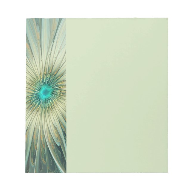 Bloc-note Art floral fractal fantaisiste vert sauge abstrait (Devant)