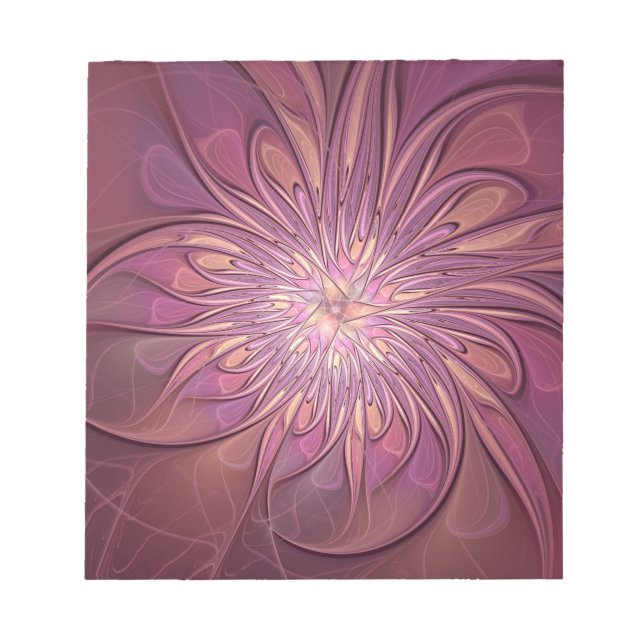 Bloc-note Art floral fractal moderne abstrait couleurs de ba (Devant)