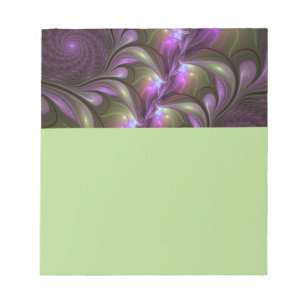 Bloc-note Art fractal abstrait violet pourpre kaki coloré