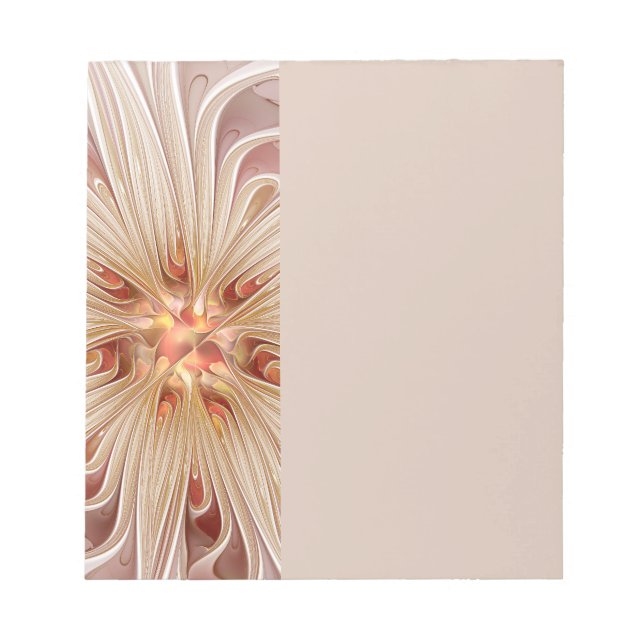 Bloc-note Art fractal de fleurs pastel moderne abstrait pêch (Devant)