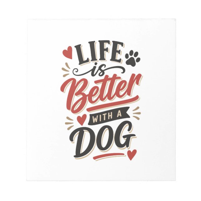 Bloc-note Art mural pour amateur de chiens - La vie est meil (Devant)