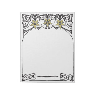 Bloc-note Art Nouveau Gold Flower Border