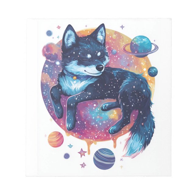 Bloc-note Astral Akita - Chien de l'Espace Cosmique (Devant)