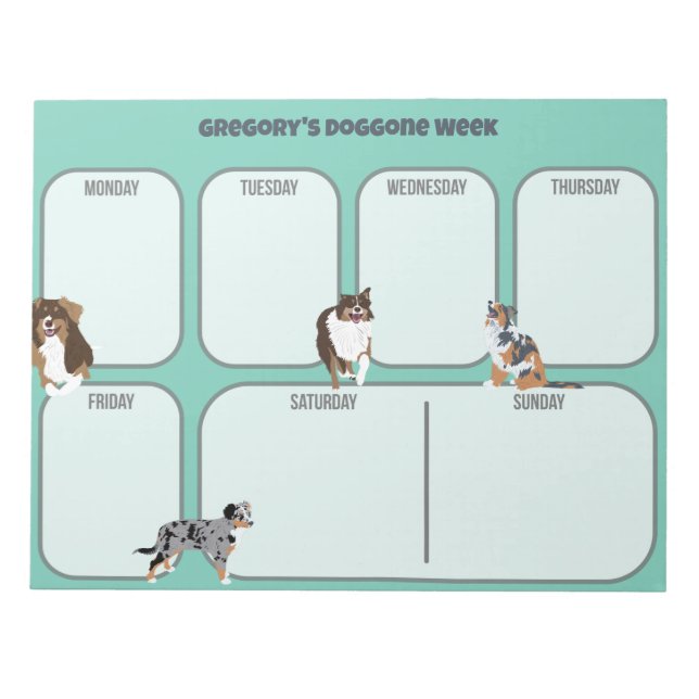 Bloc-note Aussies Australian Shepherd Dogs Weekly Planner (Devant)