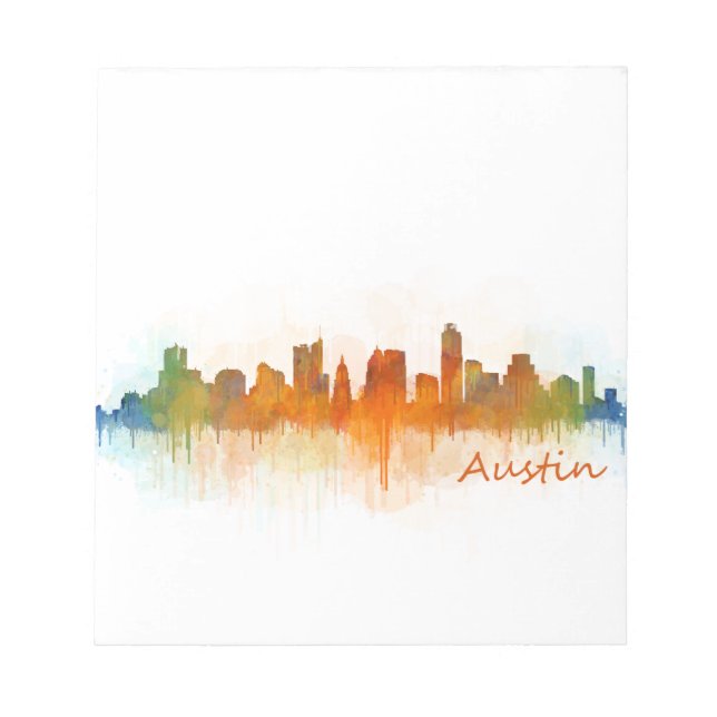 Bloc-note Austin Texas skyline Watercolor v3 (Devant)