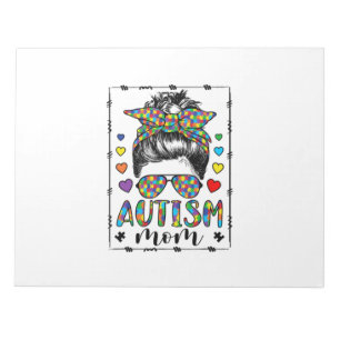 Bloc-note Autisme Maman Vie Messy Bun Bleached Fête des Mère