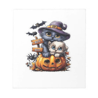 Bloc-note Autocollant de chat Halloween mignon � Chapeau de