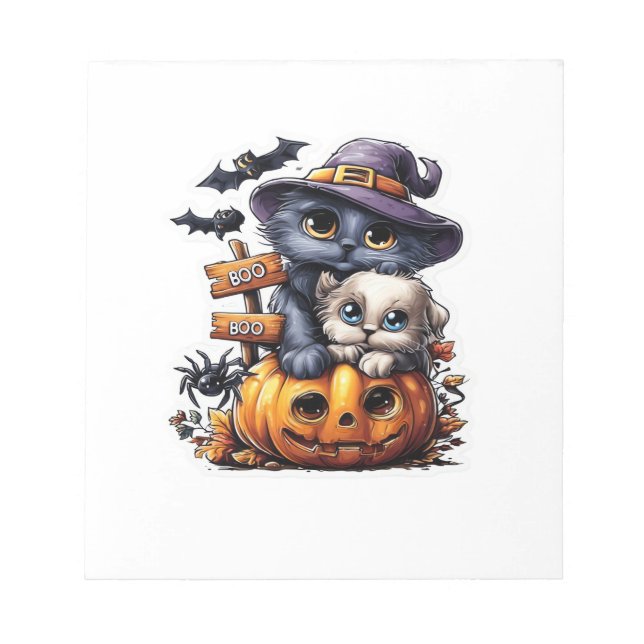 Bloc-note Autocollant de chat Halloween mignon � Chapeau de  (Devant)