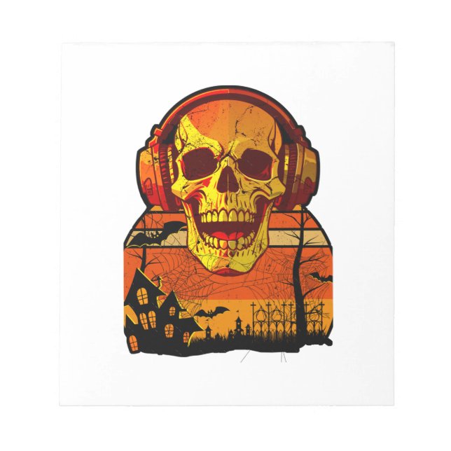 Bloc-note Autocollant de crâne Retro Hallowen (Devant)